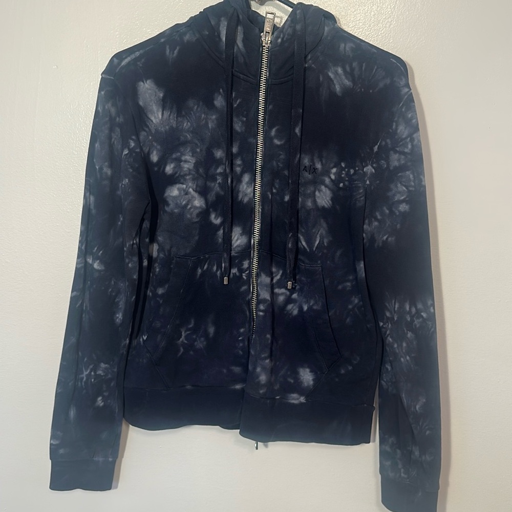 ARMANI EXCHANGE tie dye zip up hoodie size small